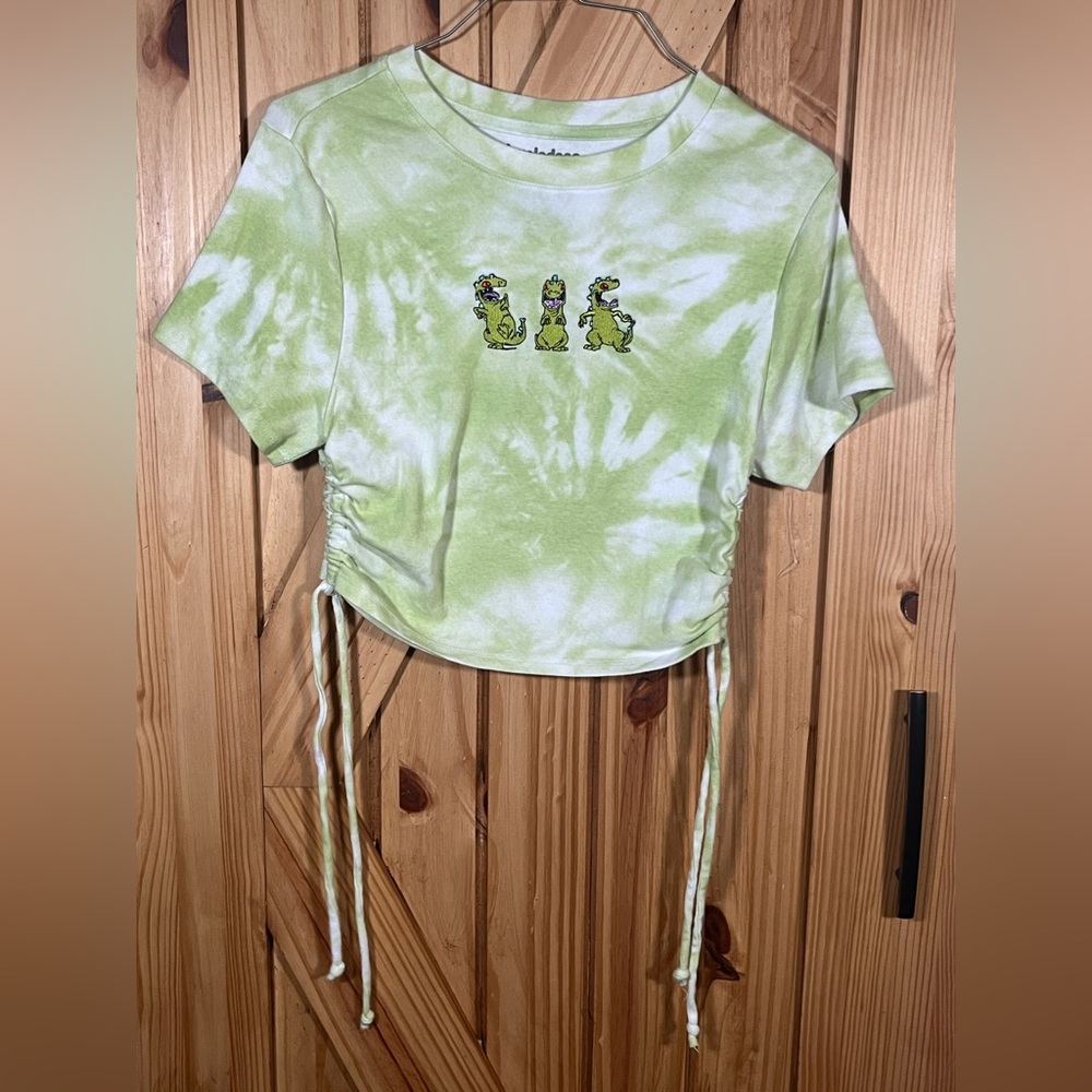 Nickelodeon Rugrats Green Reptar Dinosaur Adjustable Shirt Crop Top Size Medium